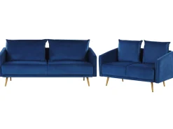 Velvet Sofa Set Navy Blue Maura