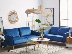 Velvet Sofa Set Navy Blue Maura