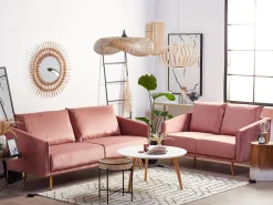 Velvet Sofa Set Pink Maura