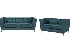 Velvet Sofa Set Teal Blue Gaula