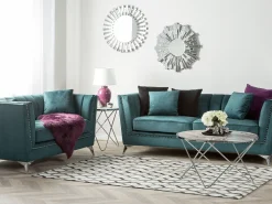 Velvet Sofa Set Teal Blue Gaula