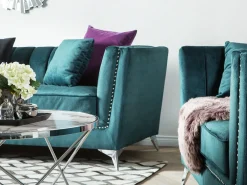 Velvet Sofa Set Teal Blue Gaula