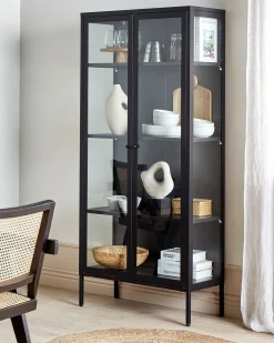 Vitrine Metall Schwarz 4 Facher 176 Cm Harty