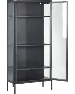 Vitrine Metall Schwarz 4 Facher 176 Cm Harty