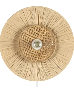 Wandleuchte Papier / Rattan Naturlich Rund Yaapi