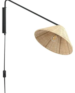 Wandleuchte Rattan Naturlich Kegelform Palena