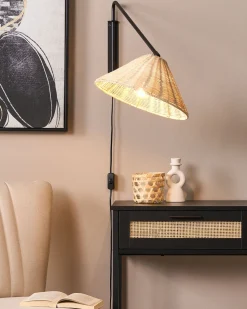 Wandleuchte Rattan Naturlich Kegelform Palena