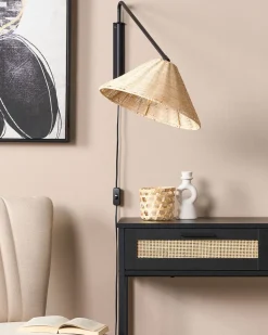 Wandleuchte Rattan Naturlich Kegelform Palena