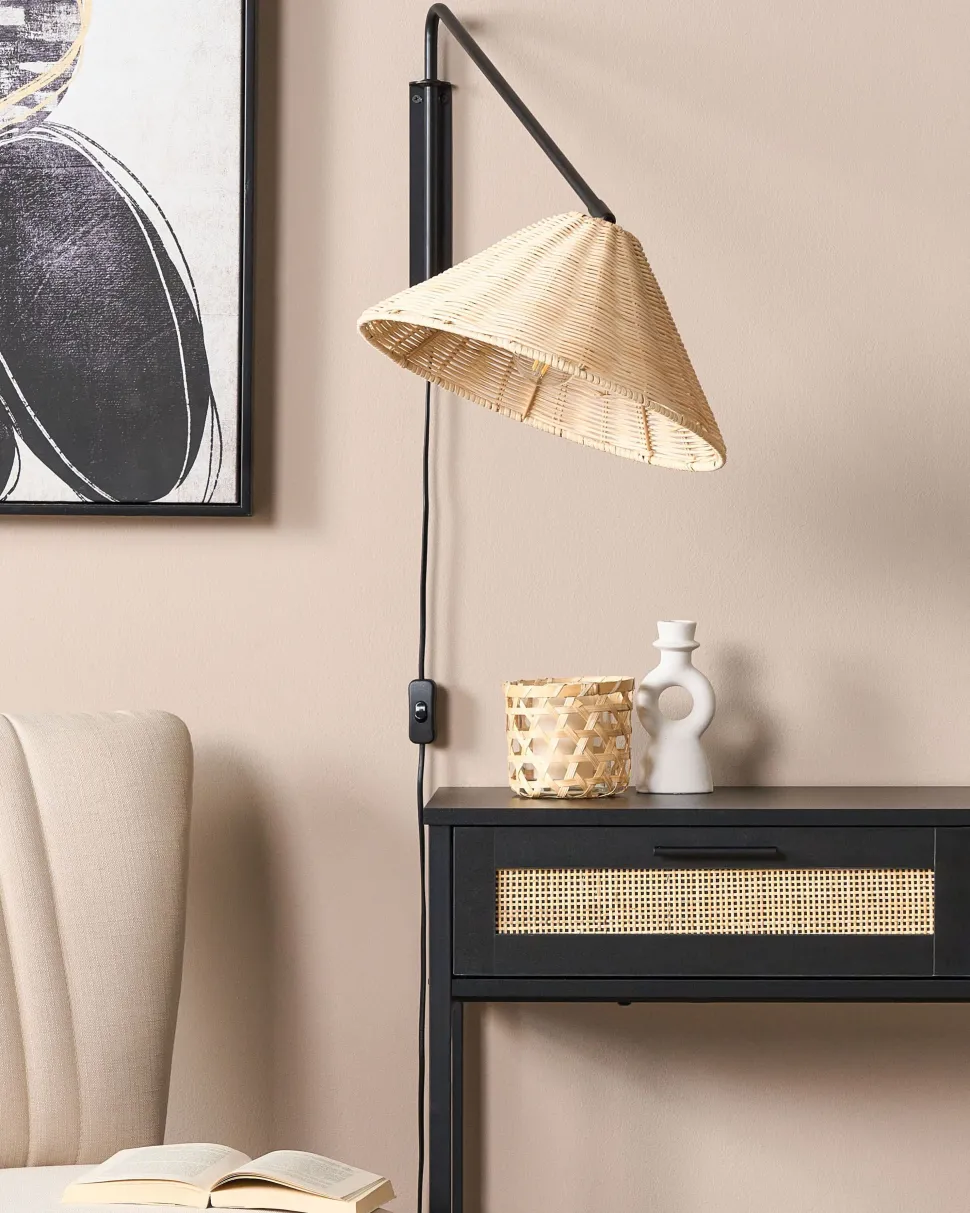 Wandleuchte Rattan Naturlich Kegelform Palena