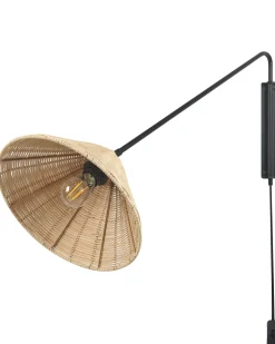 Wandleuchte Rattan Naturlich Kegelform Palena