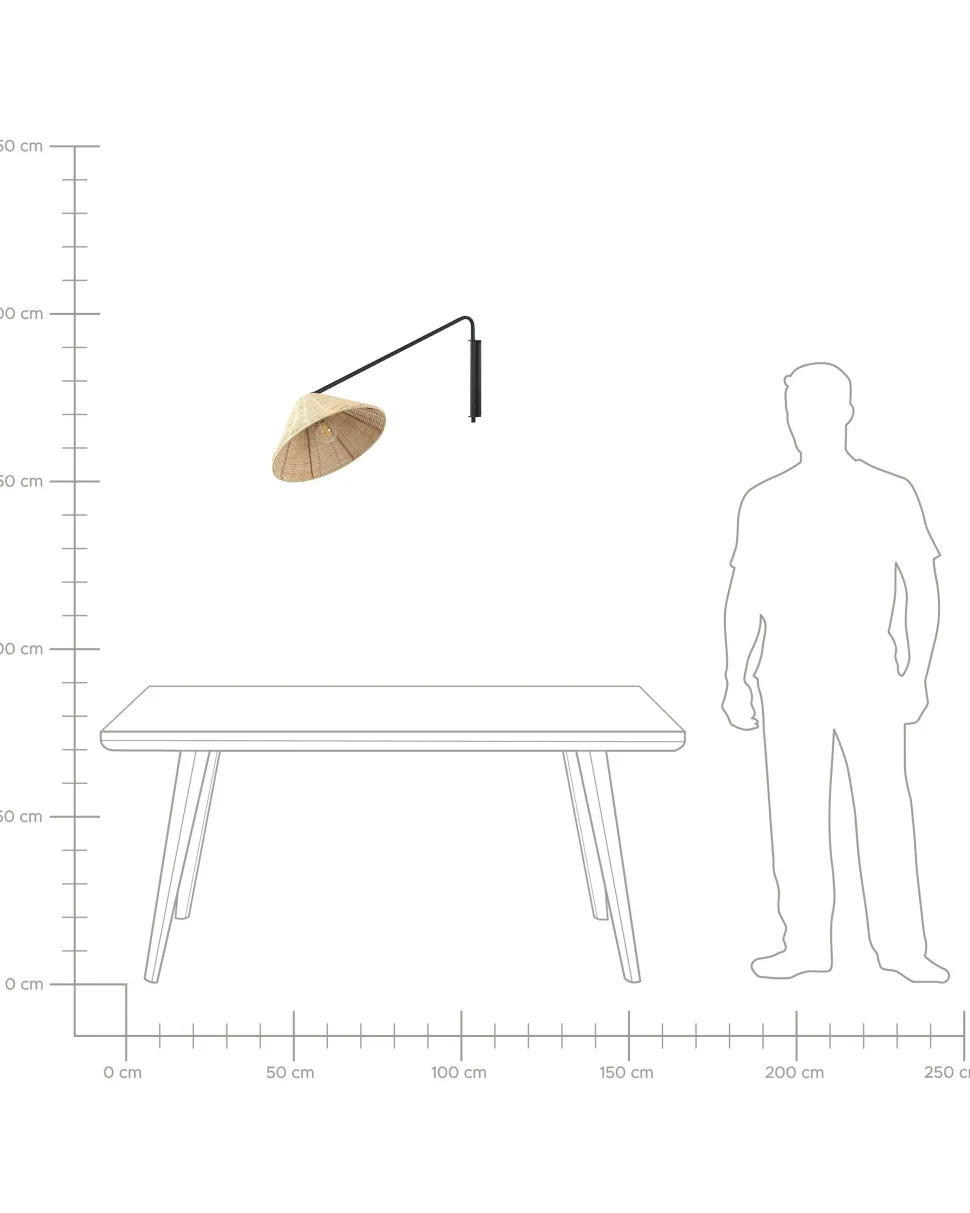 Wandleuchte Rattan Naturlich Kegelform Palena