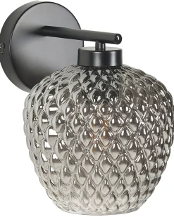 Wandleuchte Rauchglas Grau 2-Flammig Kegelform Sherry