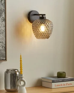 Wandleuchte Rauchglas Grau 2-Flammig Kegelform Sherry
