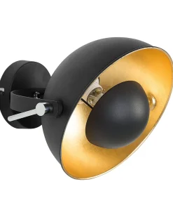 Wandleuchte Schwarz / Gold Rund Thames Ii
