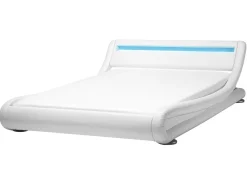 Wasserbett Kunstleder Weis 160 X 200 Cm Mit Led-Beleuchtung Avignon