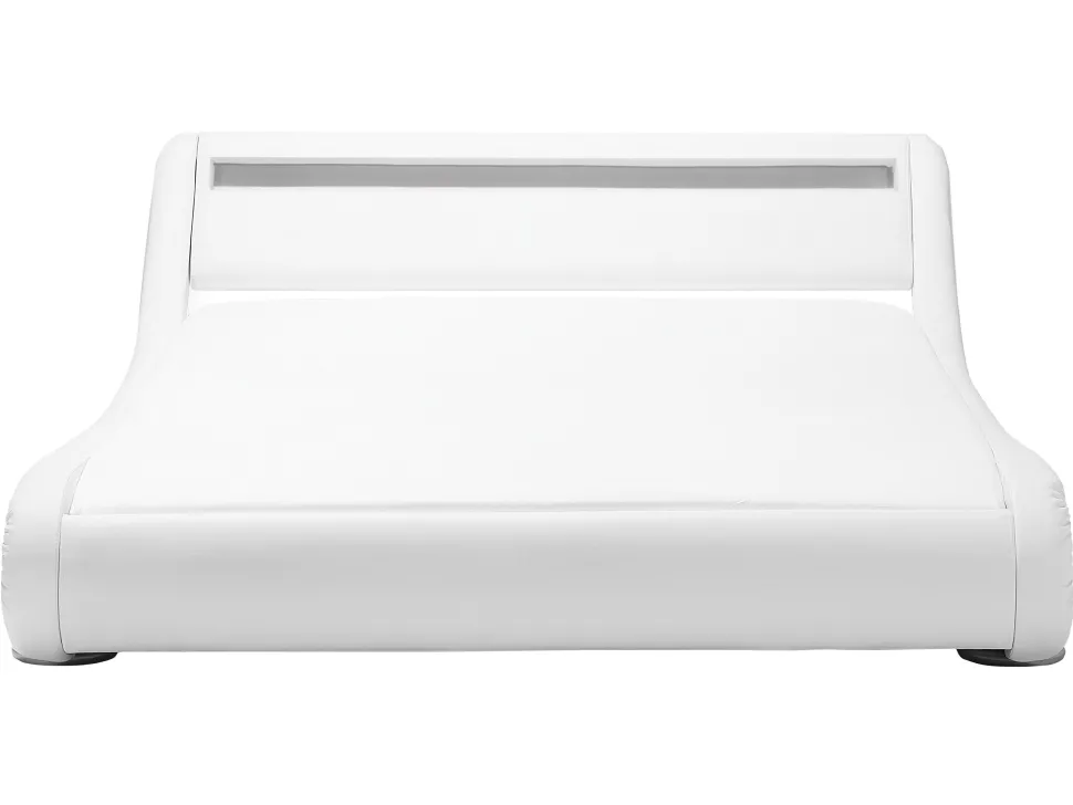Wasserbett Kunstleder Weis 160 X 200 Cm Mit Led-Beleuchtung Avignon