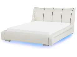 Wasserbett Leder Weis 140 X 200 Cm Mit Led-Beleuchtung Bunt Nantes