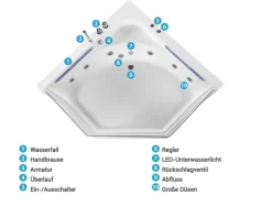 Whirlpool Badewanne Eckmodell Mit Led 211 X 150 Cm Caceres