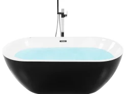 Whirlpool Badewanne Freistehend Schwarz Mit Led 170 X 80 Cm Nevis Iii