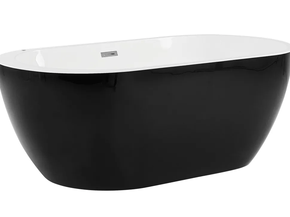 Whirlpool Badewanne Freistehend Schwarz Mit Led 170 X 80 Cm Nevis Iii