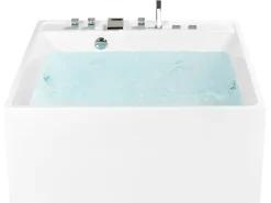 Whirlpool Badewanne Freistehend Weis Quadratisch 130 X 130 Cm Tahua