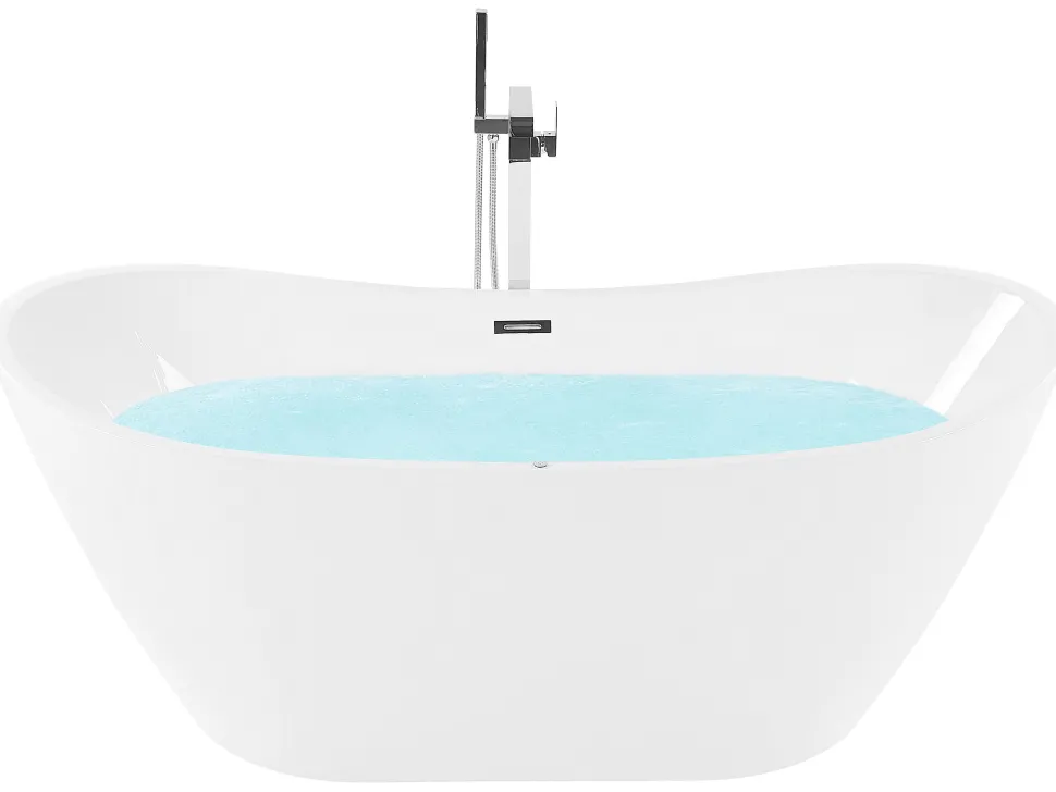 Whirlpool Badewanne Freistehend Weis Oval Mit Led 180 X 85 Cm Antigua