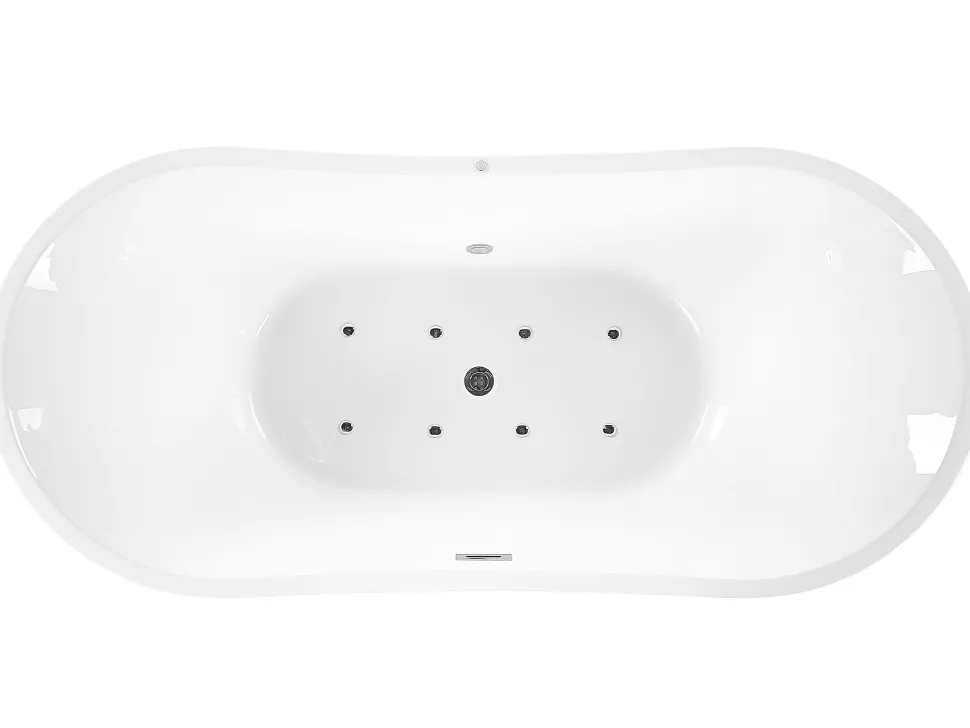 Whirlpool Badewanne Freistehend Weis Oval Mit Led 180 X 85 Cm Antigua