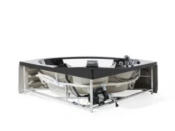 Whirlpool Badewanne Schwarz Eckmodell Mit Led 214 X 155 Cm Martinica