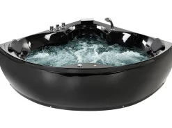 Whirlpool Badewanne Schwarz Eckmodell Mit Led 205 X 150 Cm Senado