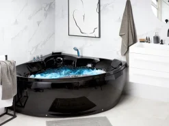 Whirlpool Badewanne Schwarz Eckmodell Mit Led 205 X 150 Cm Senado
