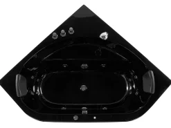 Whirlpool Badewanne Schwarz Eckmodell Mit Led 140 X 140 Cm Meves