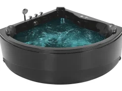 Whirlpool Badewanne Schwarz Eckmodell Mit Led 140 X 140 Cm Baracoa