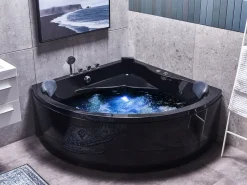 Whirlpool Badewanne Schwarz Eckmodell Mit Led 140 X 140 Cm Baracoa