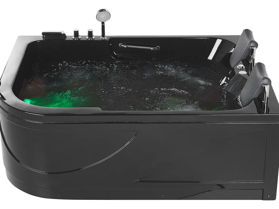 Whirlpool Badewanne Schwarz Eckmodell Mit Led 170 X 119 Cm Links Bayamo