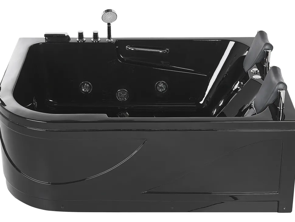 Whirlpool Badewanne Schwarz Eckmodell Mit Led 170 X 119 Cm Links Bayamo