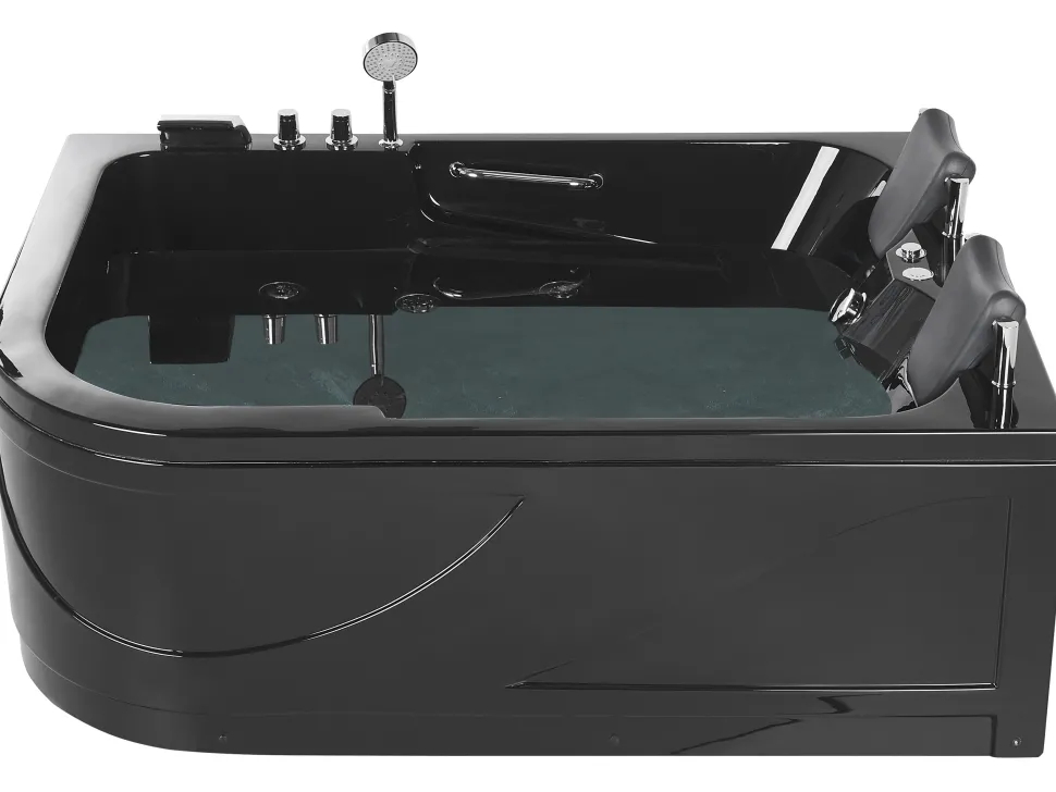 Whirlpool Badewanne Schwarz Eckmodell Mit Led 170 X 119 Cm Links Bayamo