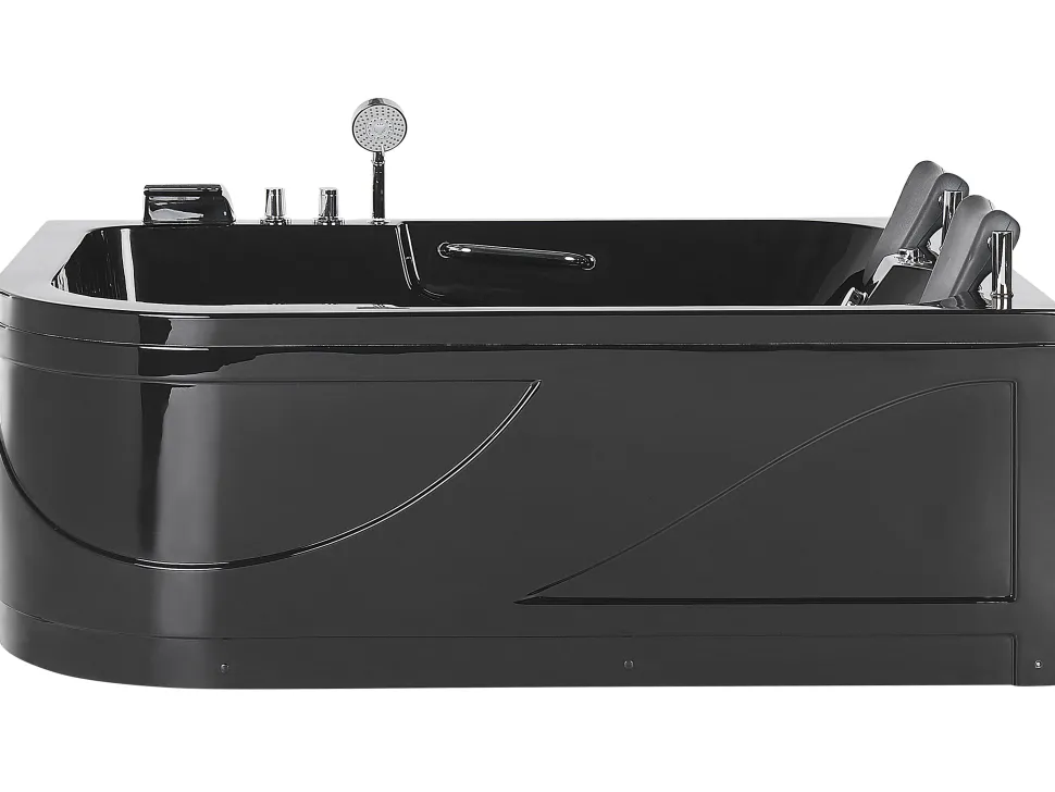 Whirlpool Badewanne Schwarz Eckmodell Mit Led 170 X 119 Cm Links Bayamo