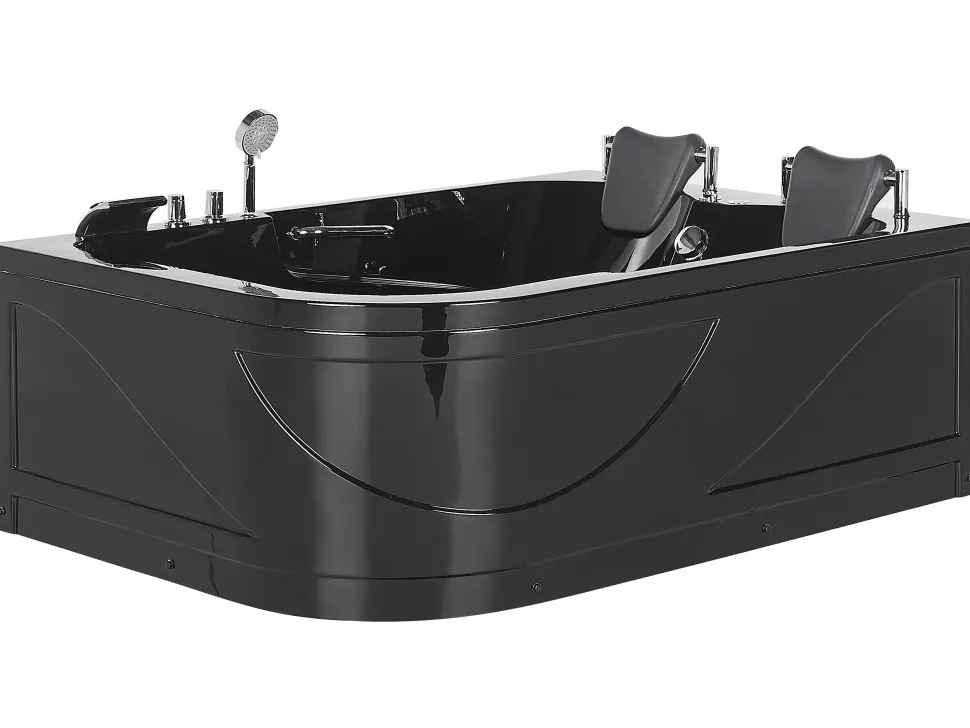 Whirlpool Badewanne Schwarz Eckmodell Mit Led 170 X 119 Cm Links Bayamo