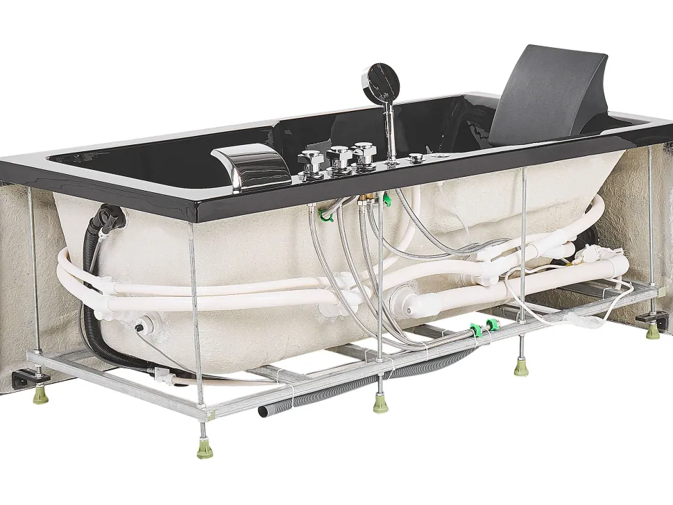 Whirlpool Badewanne Schwarz Rechteckig Mit Led 169 X 81 Cm Links Artemisa