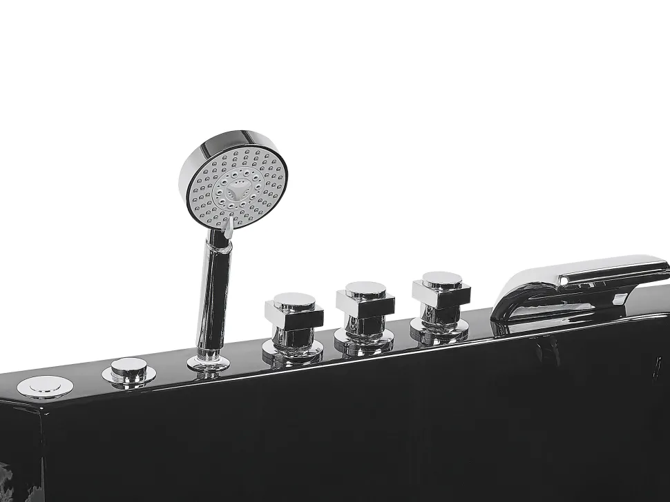 Whirlpool Badewanne Schwarz Rechteckig Mit Led 169 X 81 Cm Links Artemisa