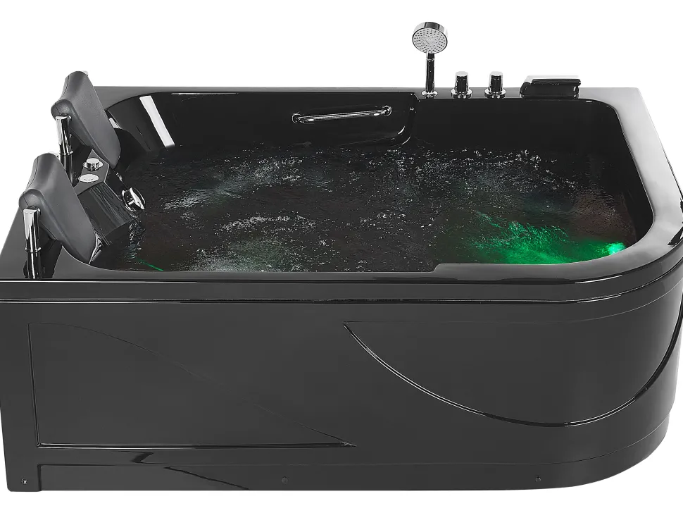 Whirlpool Badewanne Schwarz Eckmodell Mit Led 170 X 119 Cm Rechts Bayamo