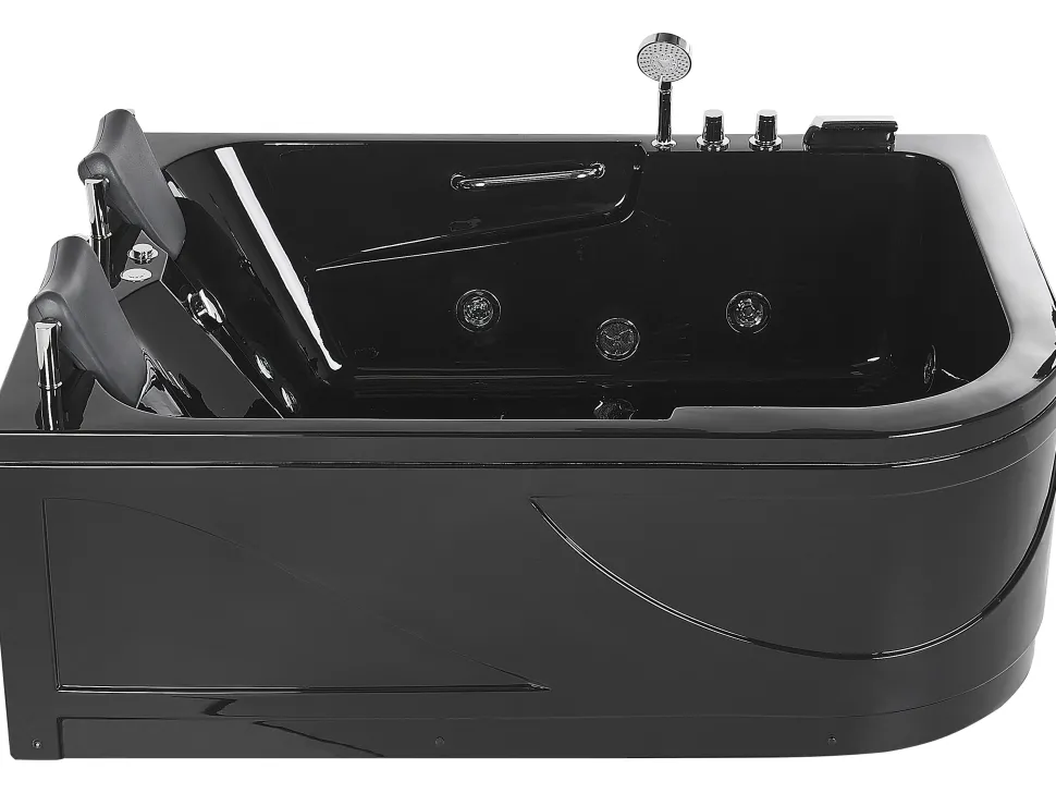 Whirlpool Badewanne Schwarz Eckmodell Mit Led 170 X 119 Cm Rechts Bayamo