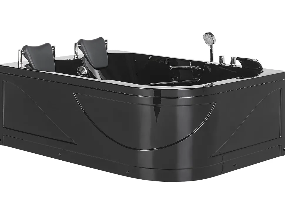 Whirlpool Badewanne Schwarz Eckmodell Mit Led 170 X 119 Cm Rechts Bayamo