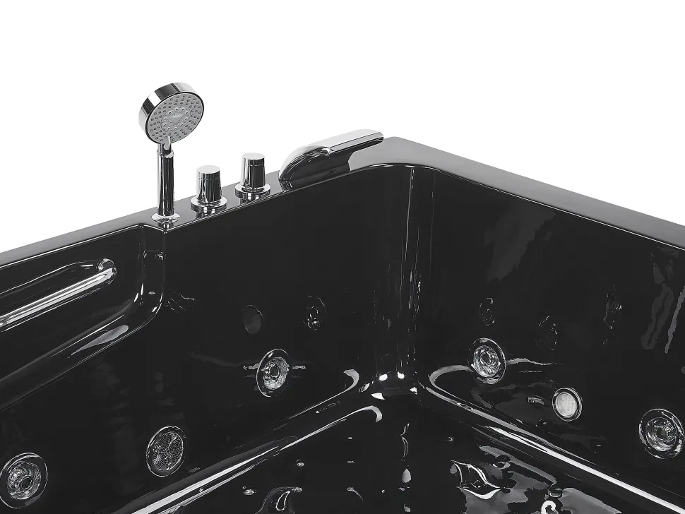 Whirlpool Badewanne Schwarz Eckmodell Mit Led 170 X 119 Cm Rechts Bayamo