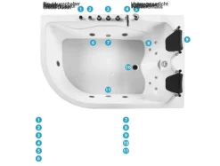 Whirlpool Badewanne Weis Eckmodell Mit Led 180 X 120 Cm Links Calama