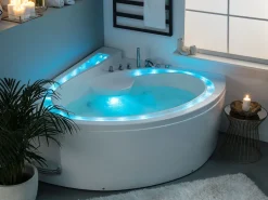 Whirlpool Badewanne Weis Eckmodell Mit Led 165 X 148 Cm Pelican