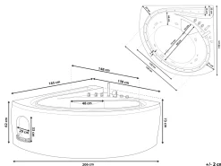 Whirlpool Badewanne Weis Eckmodell Mit Led 165 X 148 Cm Pelican
