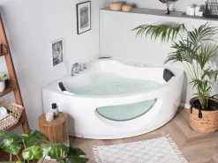 Whirlpool Badewanne Weis Eckmodell Mit Led 205 X 146 Cm Tocoa