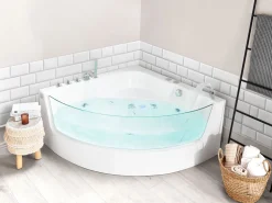 Whirlpool Badewanne Weis Eckmodell Mit Led 190 X 135 Cm Marina