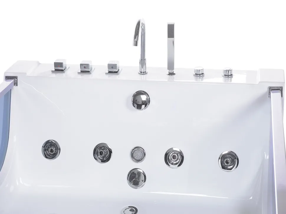 Whirlpool Badewanne Weis Rechteckig Mit Led 180 X 120 Cm Curacao